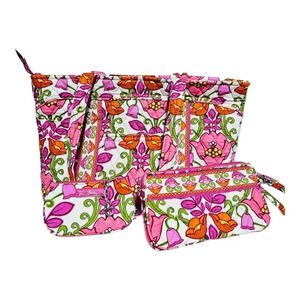 Vera Bradley 3pc tote, wallet & change purse pink floral